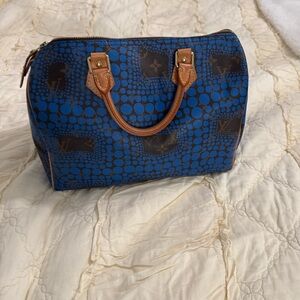 Louis Vuitton Blue and Brown Satchel